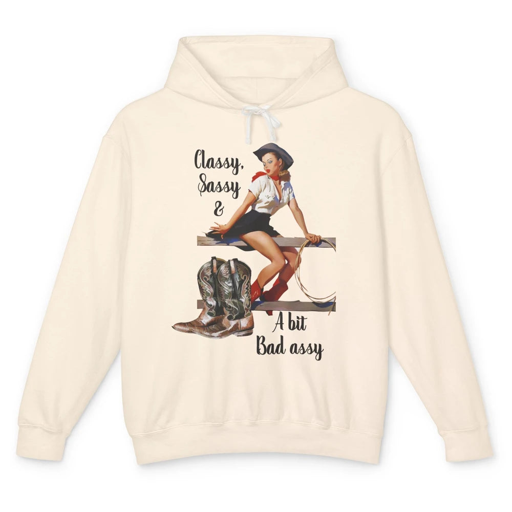 Retro Cowgirl Boots Classy Sassy Western Country Cowboy Gift Unisex Lightweight Hoodie