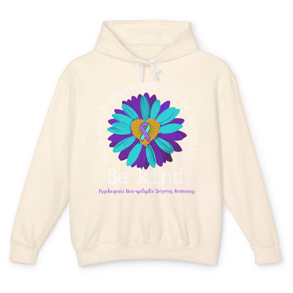 PNES Awareness Purple Teal Ribbon Sunflower Be Kind Unisex Lightweight Hoodie