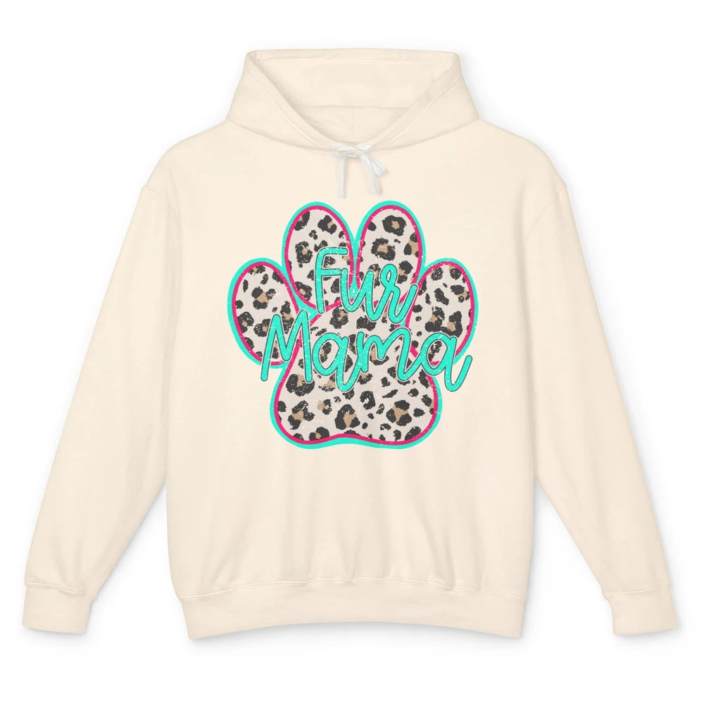 Retro Leopard Fur Mama Dog Paws Dog Mama Western Dog Mama Unisex Lightweight Hoodie
