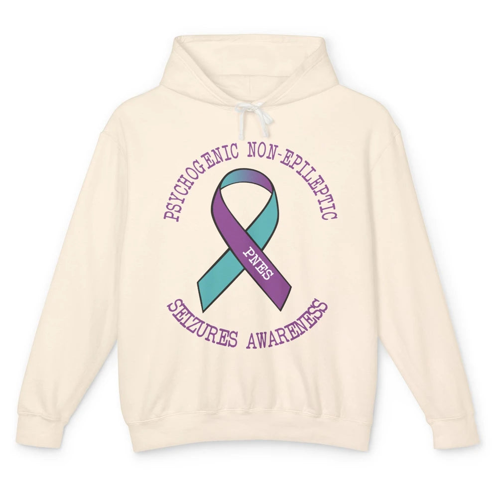 Psychogenic Non-epileptic Seizures PNES Purple Teal Ribbon Unisex Lightweight Hoodie