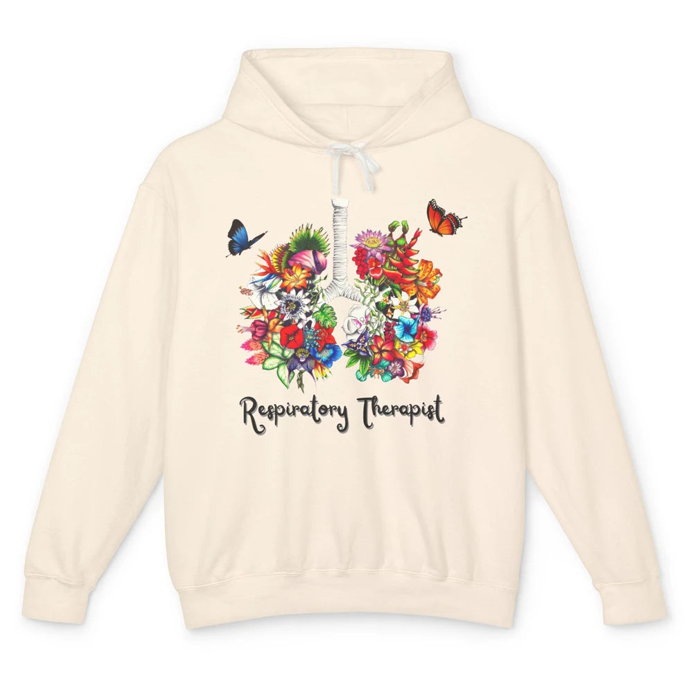 Respiratory Therapy Floral Lung Respiratory Therapist Gift Unisex Lightweight Hoodie