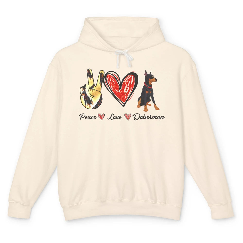 Peace Love Doberman Doberman Mom Dog Lovers Gift Unisex Lightweight Hoodie