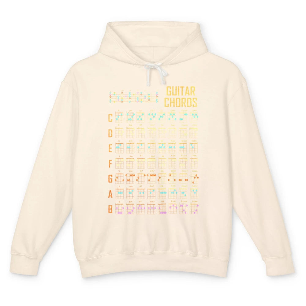Music Art Guitar Chords Retro Guitarist Play Guitar Musician Unisex Lightweight Hoodie