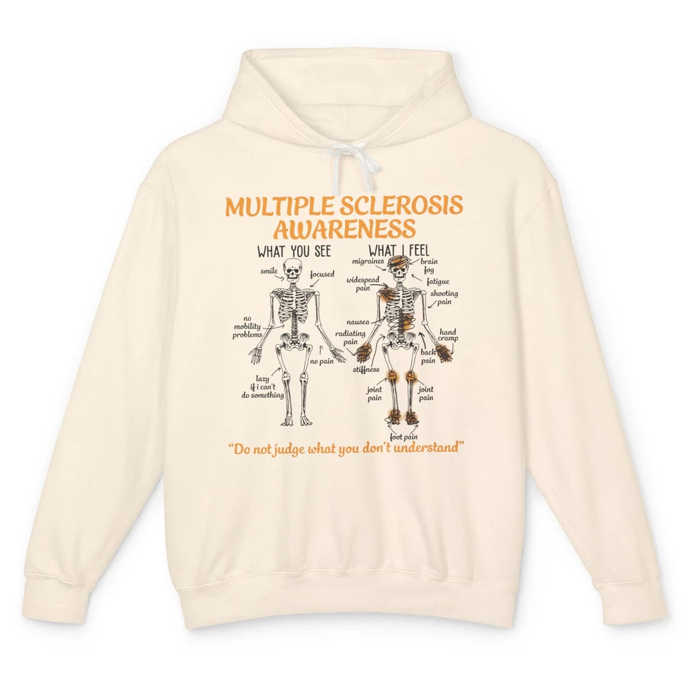 Multiple Sclerosis Awareness Skeleton What You See I Feel Unisex Lightweight Hoodie