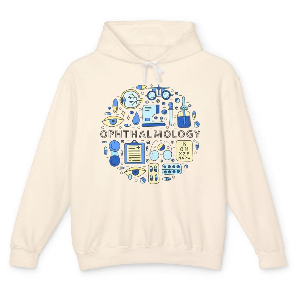 Optometrist Eye Chart Phoropter Symbols Ophthalmology Tech Unisex Lightweight Hoodie