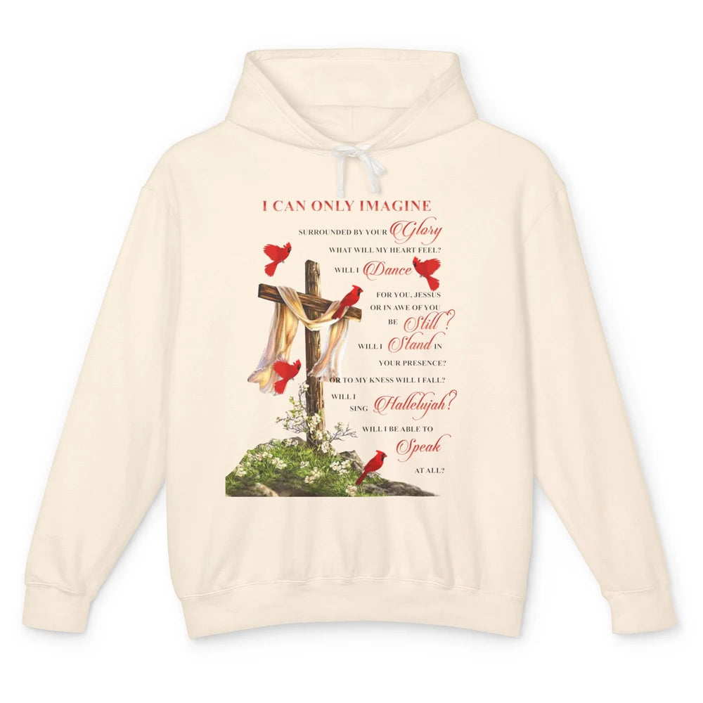Jesus Cross Cardinals I Can Imagine Christian Religious Unisex Lightweight Hoodie