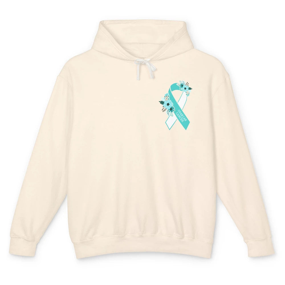 Ovarian Cancer Awareness Support Turquoise Ribbon Pocket Sz Unisex Lightweight Hoodie