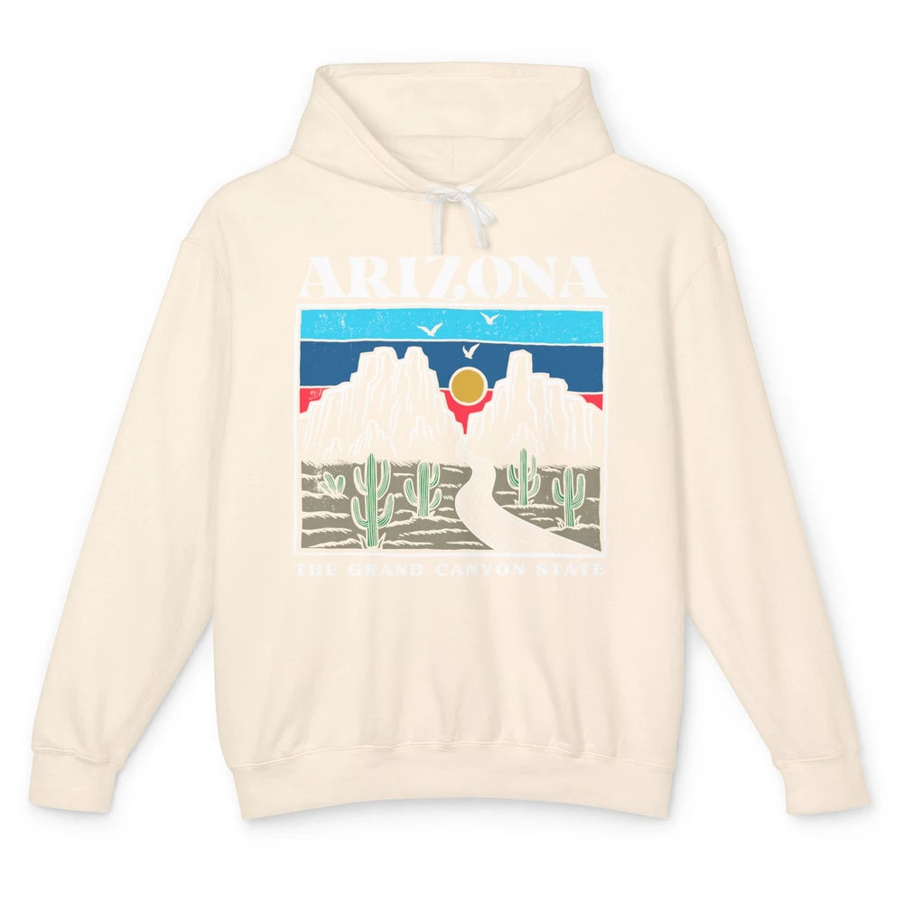 Retro Arizona Cactus Mountain The Grand Canyon State Hiking Unisex Lightweight Hoodie