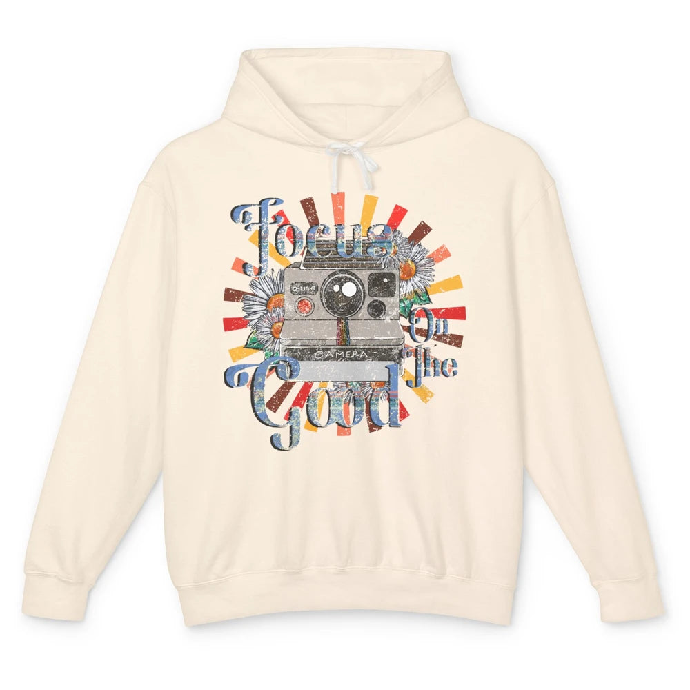 Photography Retro Camera Focus On The Good Photographer Life Unisex Lightweight Hoodie
