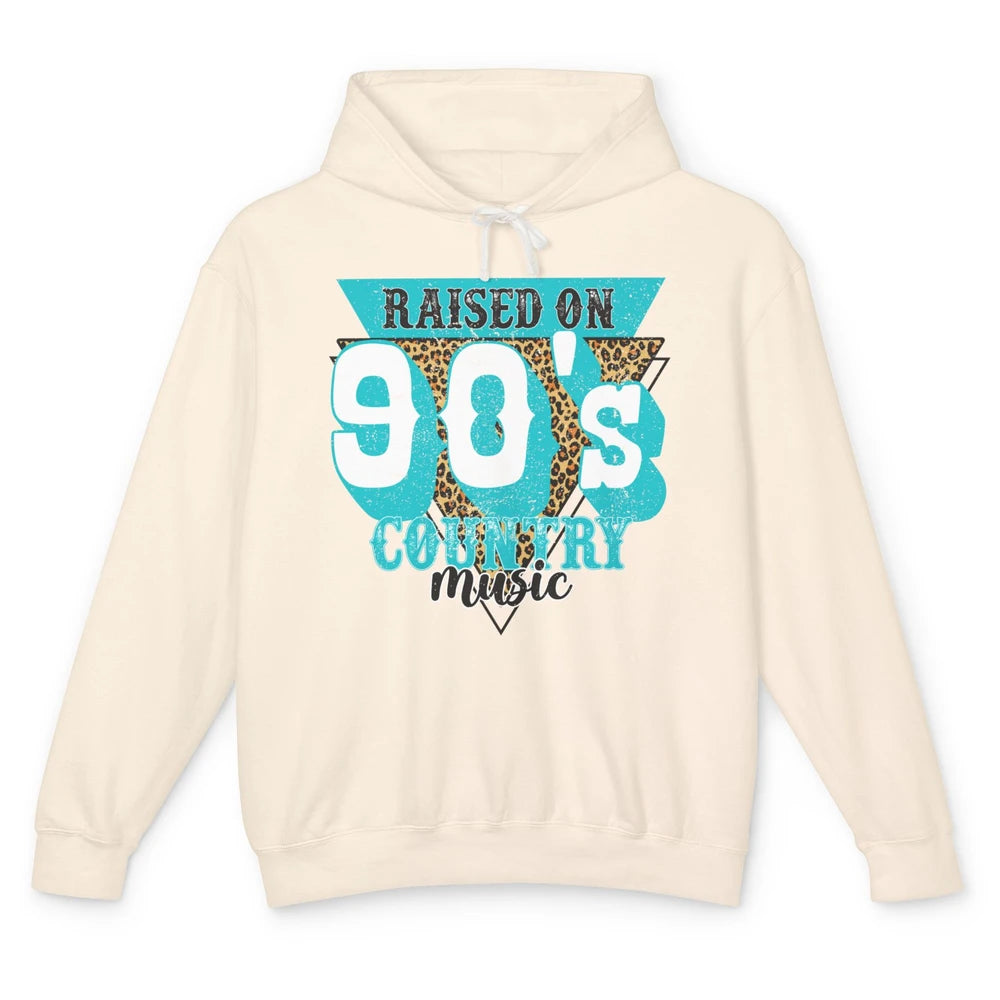 Retro Leopard Raised On 90s Country Music Western Cowgirl Unisex Lightweight Hoodie