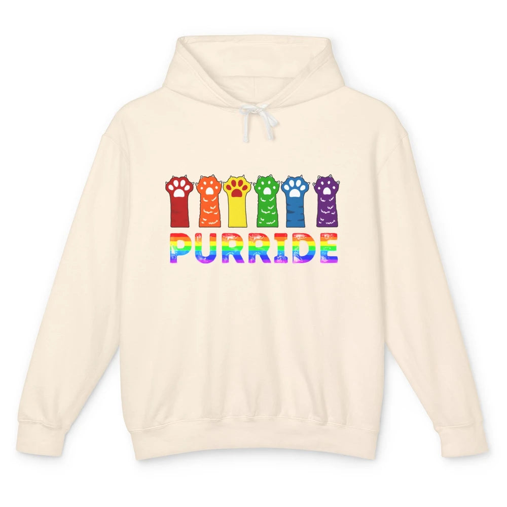 Purride Funny Cat Lover LGBT Pride Awareness Gift LGBT Month Unisex Lightweight Hoodie