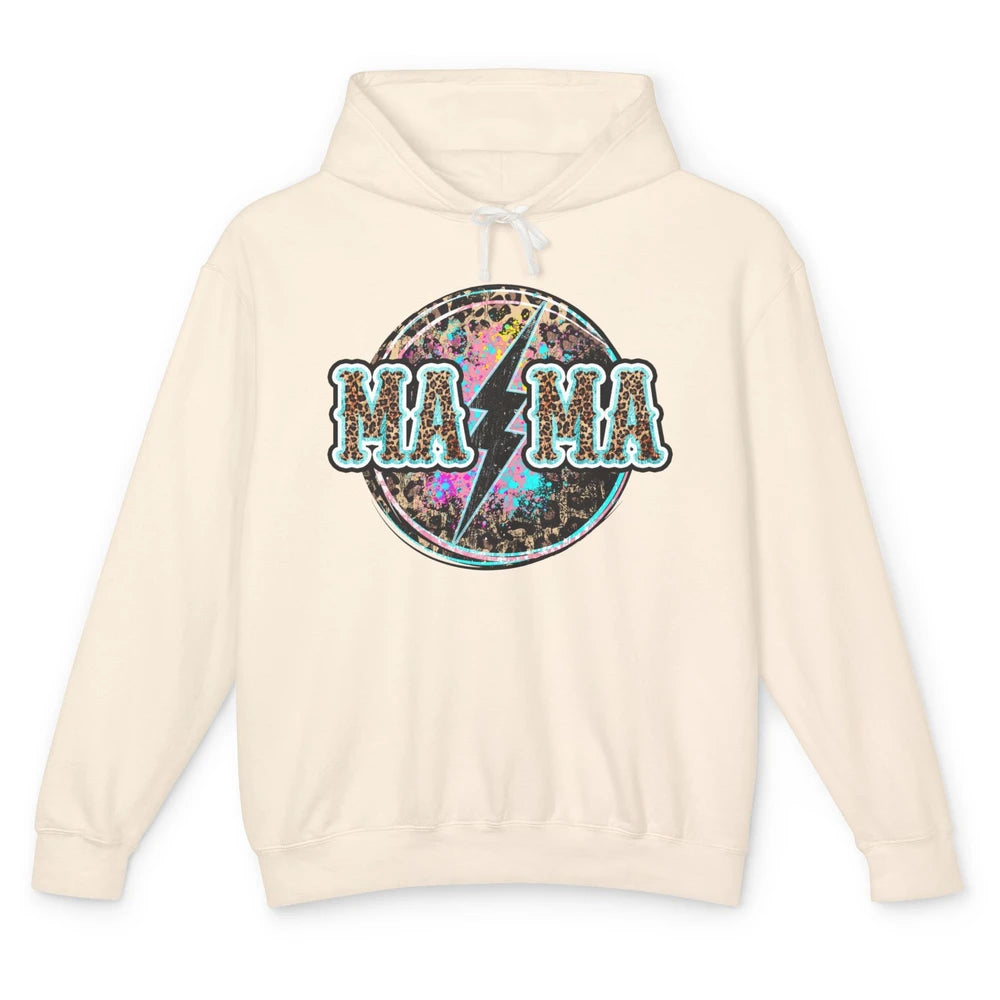 Retro Leopard Mama Lightning Bolt Western Country Bad Moms Unisex Lightweight Hoodie