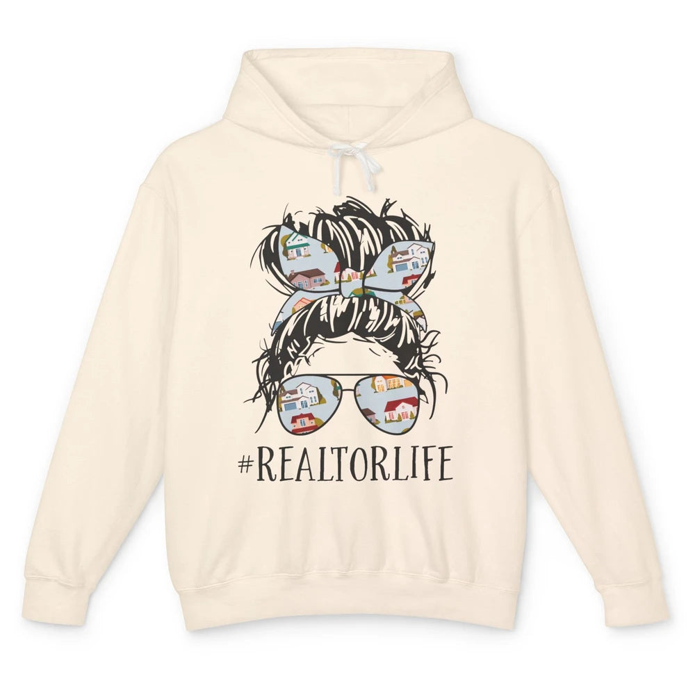 Realtor Life Messy Bun Real Estate Agent Housing Investment Unisex Lightweight Hoodie