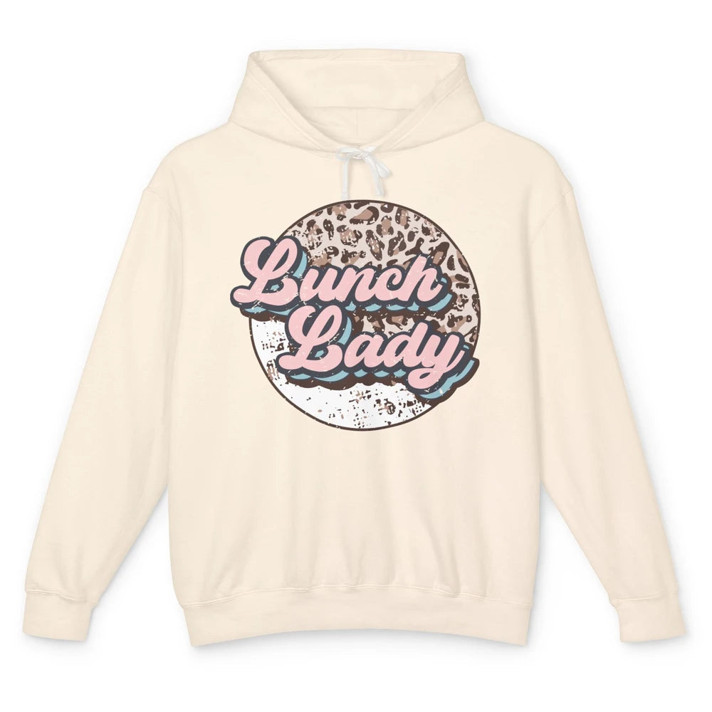 Retro Leopard Lunch Lady Cafeteria Life Lunch Lady Halloween Unisex Lightweight Hoodie