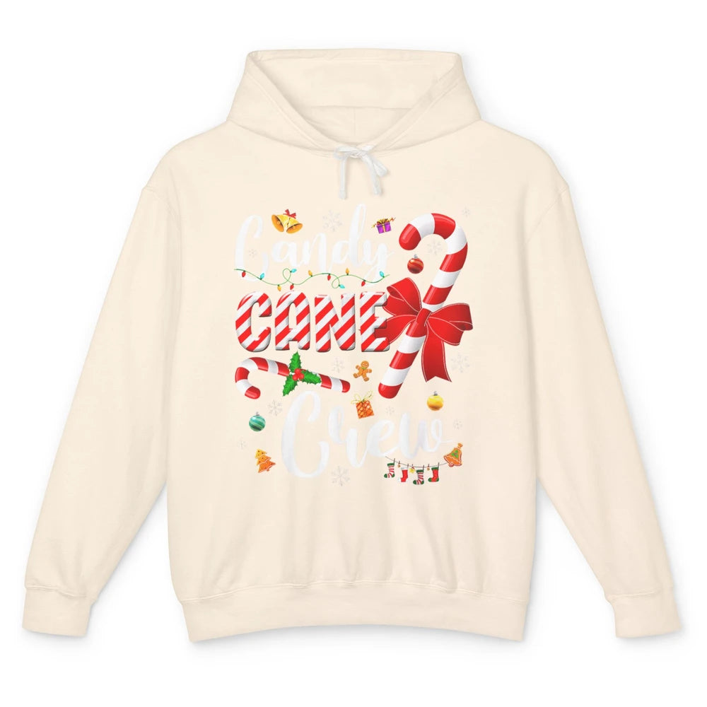 Merry Christmas Sweet Candy Cane Crew Xmas Tree Lights Santa Unisex Lightweight Hoodie