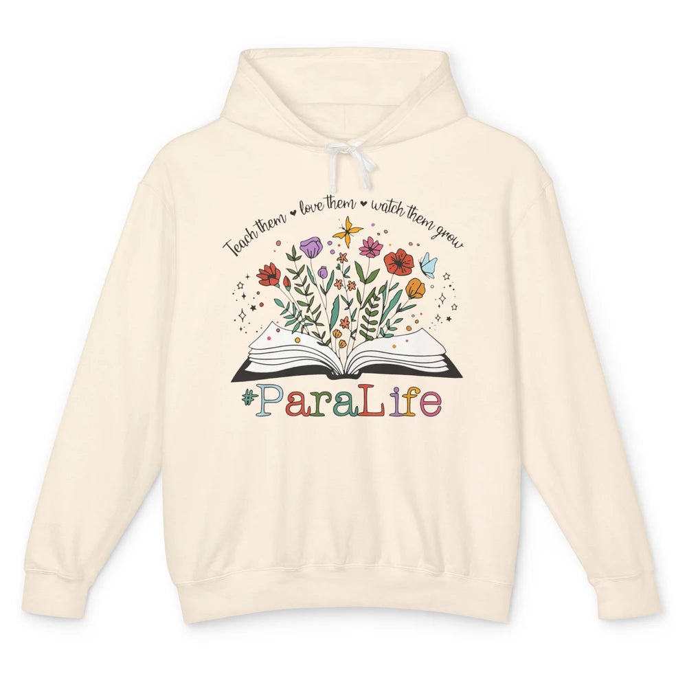 Para Life Paraprofessional Flower Teacher Back To School Unisex Lightweight Hoodie