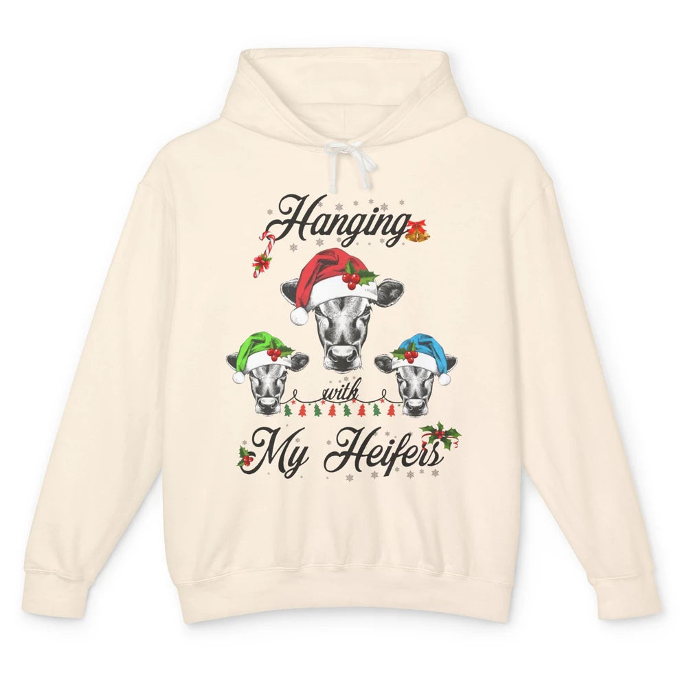 Funny Hanging With My Heifers Santa Heifer Christmas Costume Unisex Lightweight Hoodie