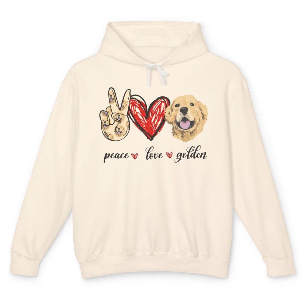Peace Love Golden Dog Lover Golden Retriever Dad Mom Gift Unisex Lightweight Hoodie
