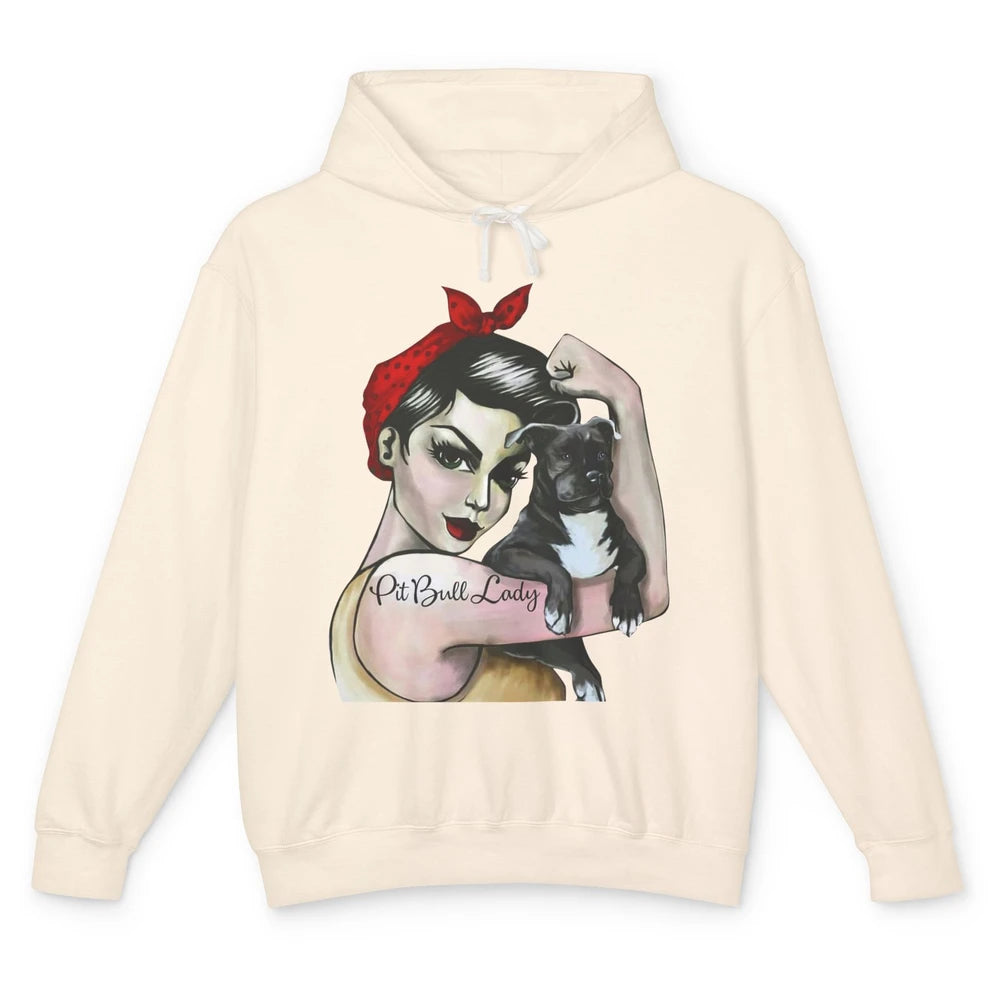 Pit Bull Lady Pit Bull Mom Dog Mom Bandana Dog Lovers Gift Unisex Lightweight Hoodie