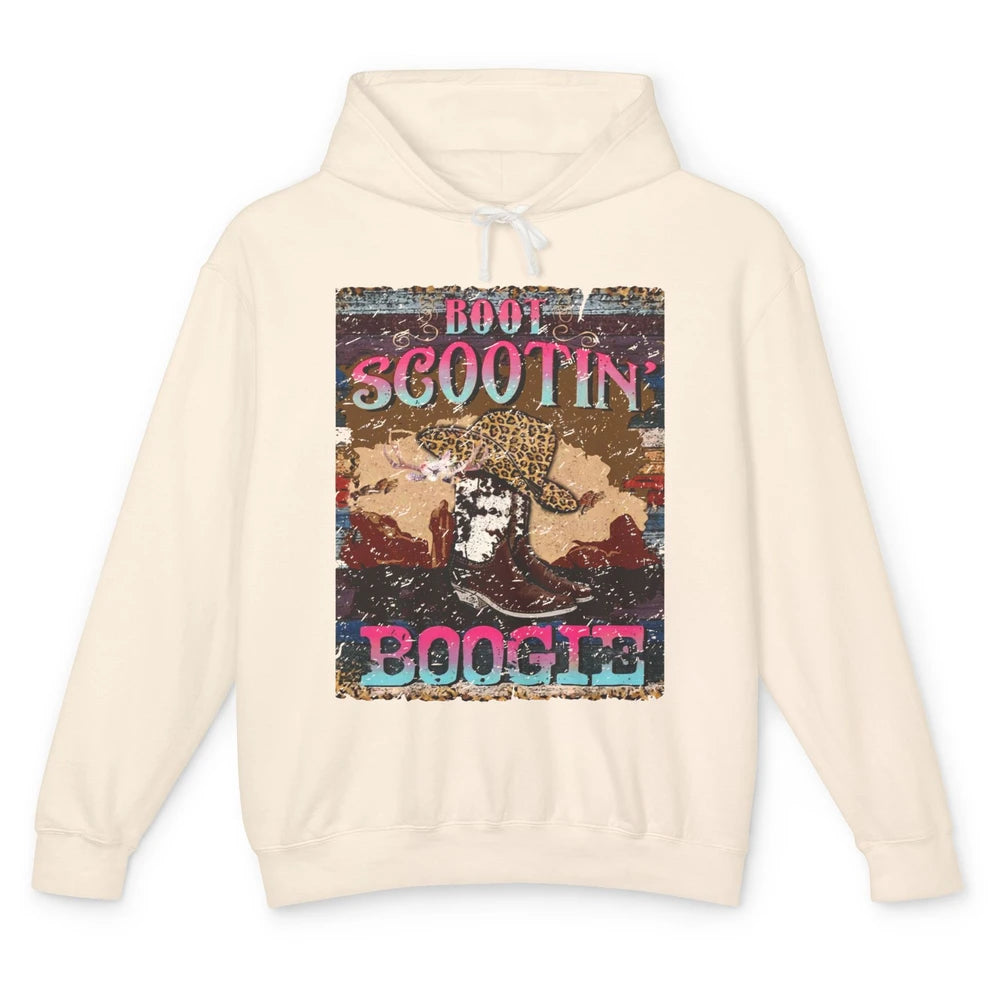 Leopard Cowboy Boots Hat Boot Scootin Boogie Western Country Unisex Lightweight Hoodie