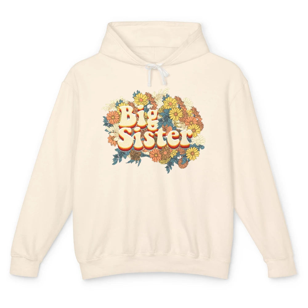 Retro Floral Big Sister Siblings Little Sister Gift Unisex Lightweight Hoodie