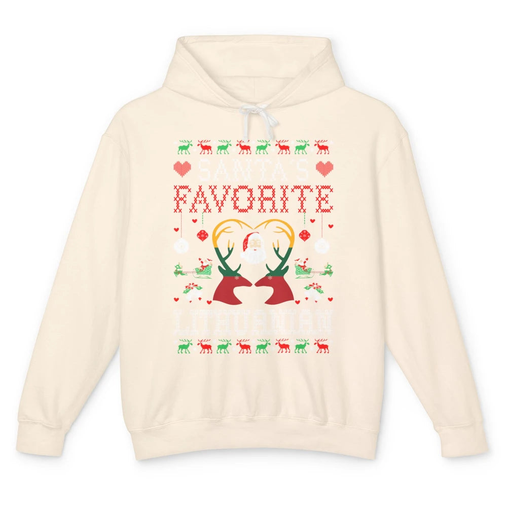 Merry Christmas Santa Favorite Lithuanian Xmas Ugly Santa Unisex Lightweight Hoodie