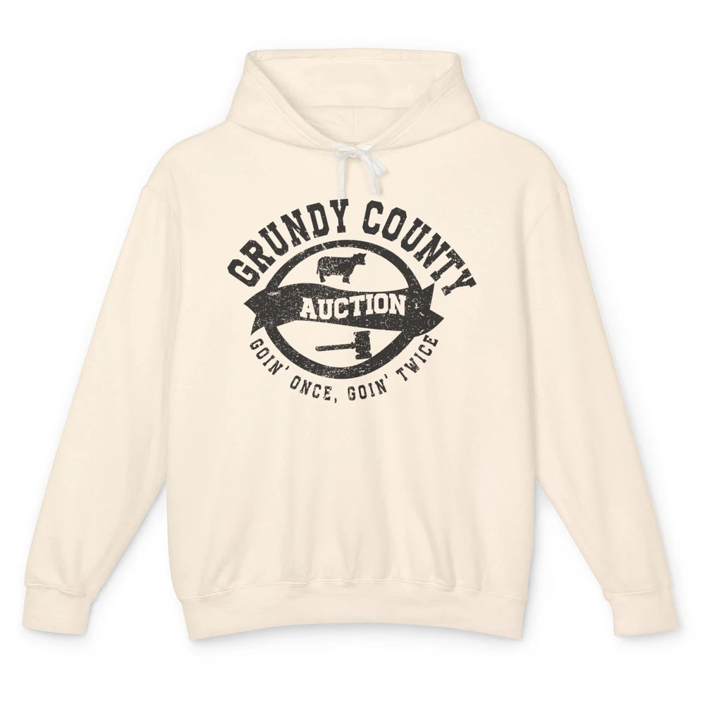 Retro Bull Skull Grundy County Auction Western Country Farm Unisex Lightweight Hoodie