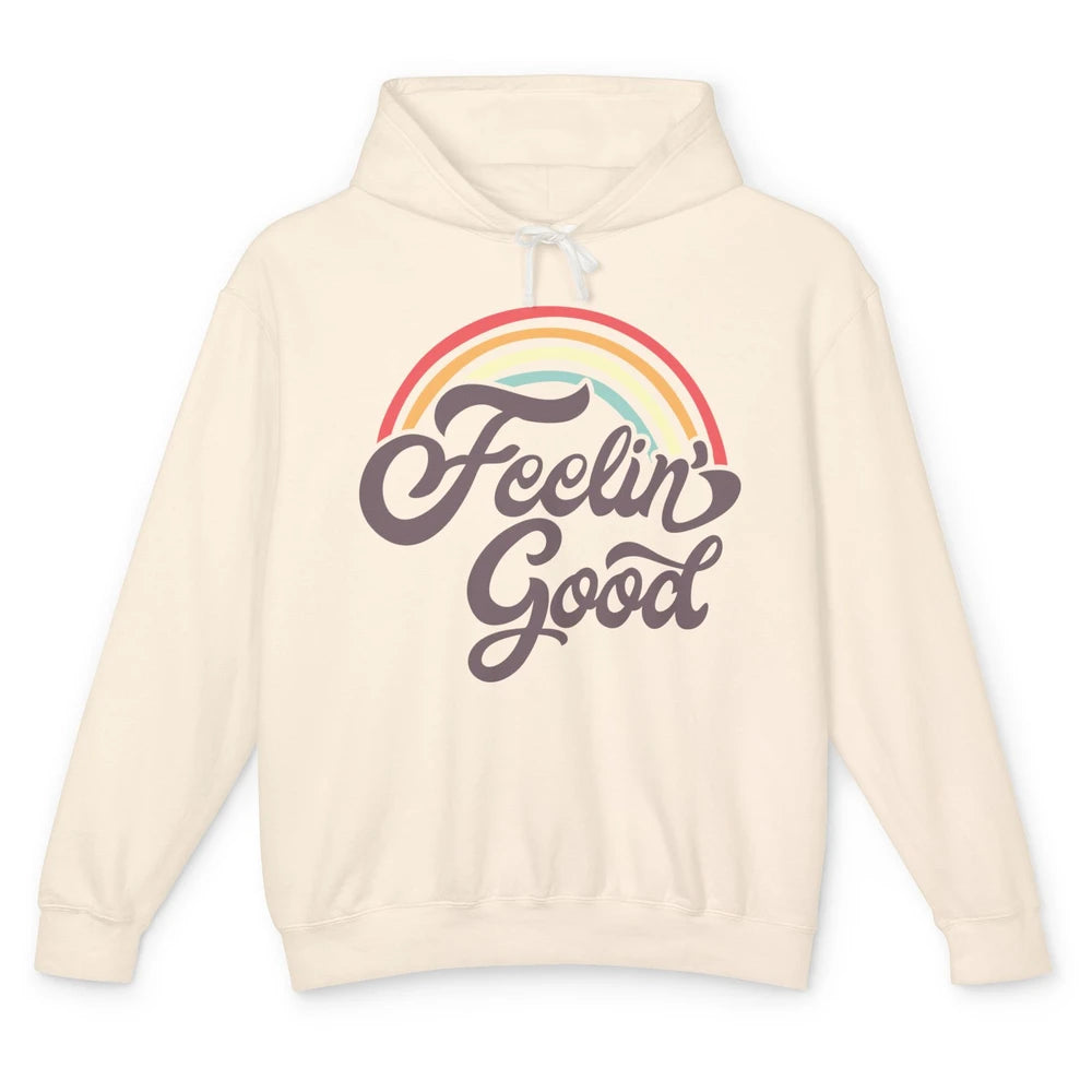 Retro Rainbow Feeling Good Hippie Summer Vintage Positive Unisex Lightweight Hoodie