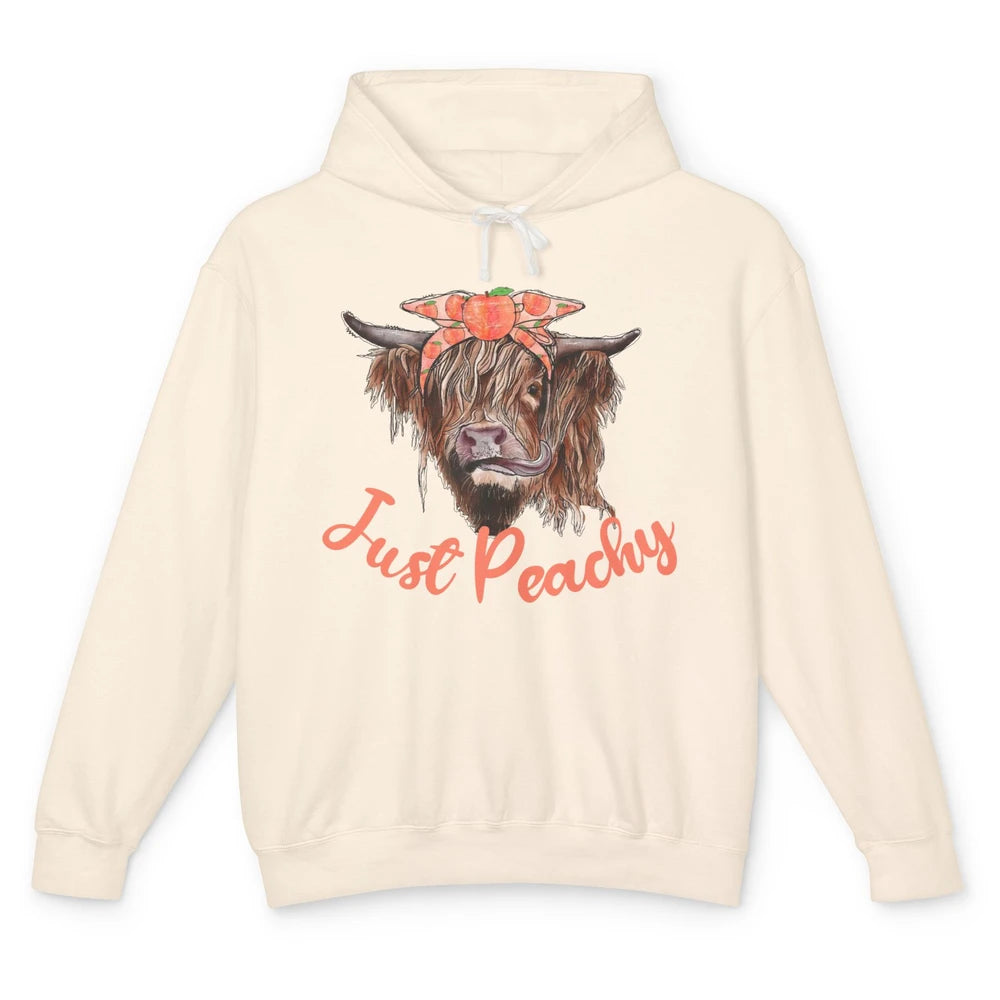 Highland Cow Bandana Just Peachy Western Country Peach Lover Unisex Lightweight Hoodie