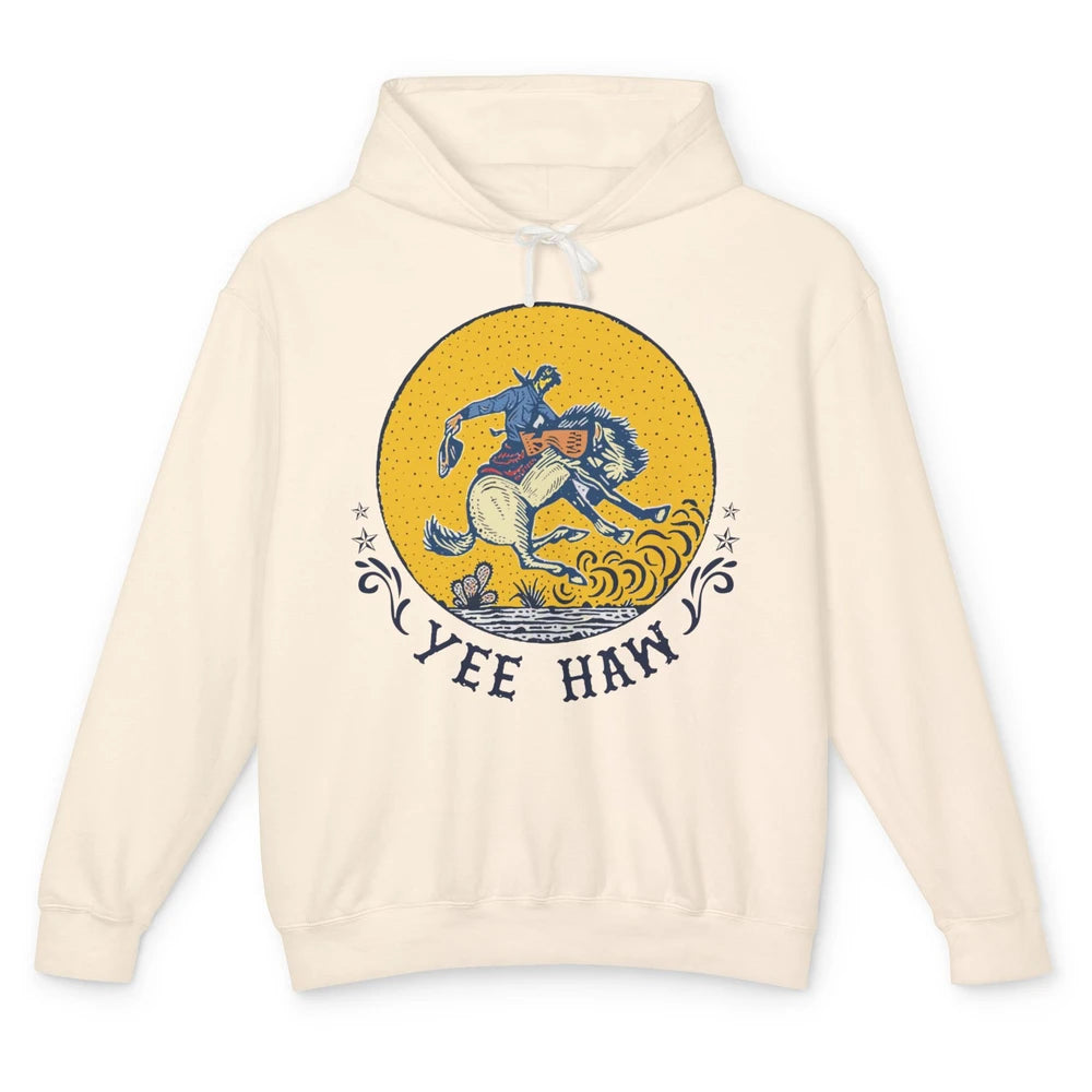 Retro Cowboy Yeehaw Western Country Cowgirls Horse Lovers Unisex Lightweight Hoodie