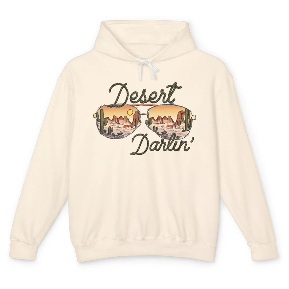 Retro Desert Darling Cactus Glasses Western Country Cowboy Unisex Lightweight Hoodie