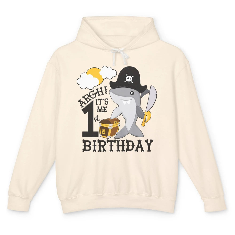 Pirate Shark 1st Birthday Party 1st Birthday Boy Girl Gift Unisex Lightweight Hoodie