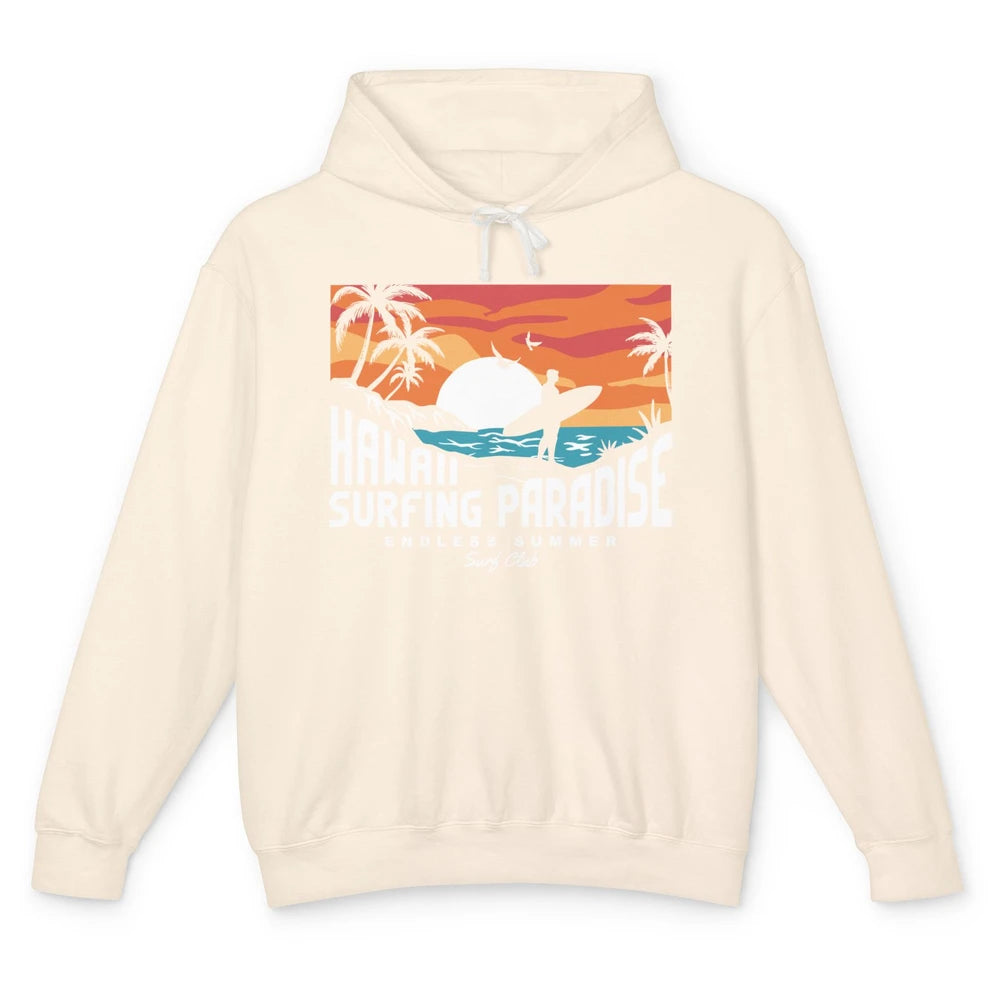 Retro Hawaii Palms Surfing Paradise Surf Club Endless Summer Unisex Lightweight Hoodie