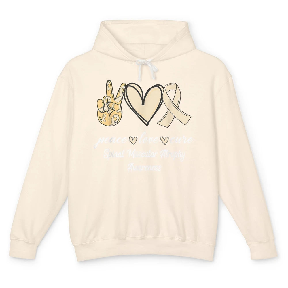 Peace Love Cure Cream Ribbon Spinal Muscular Atrophy SMA Unisex Lightweight Hoodie
