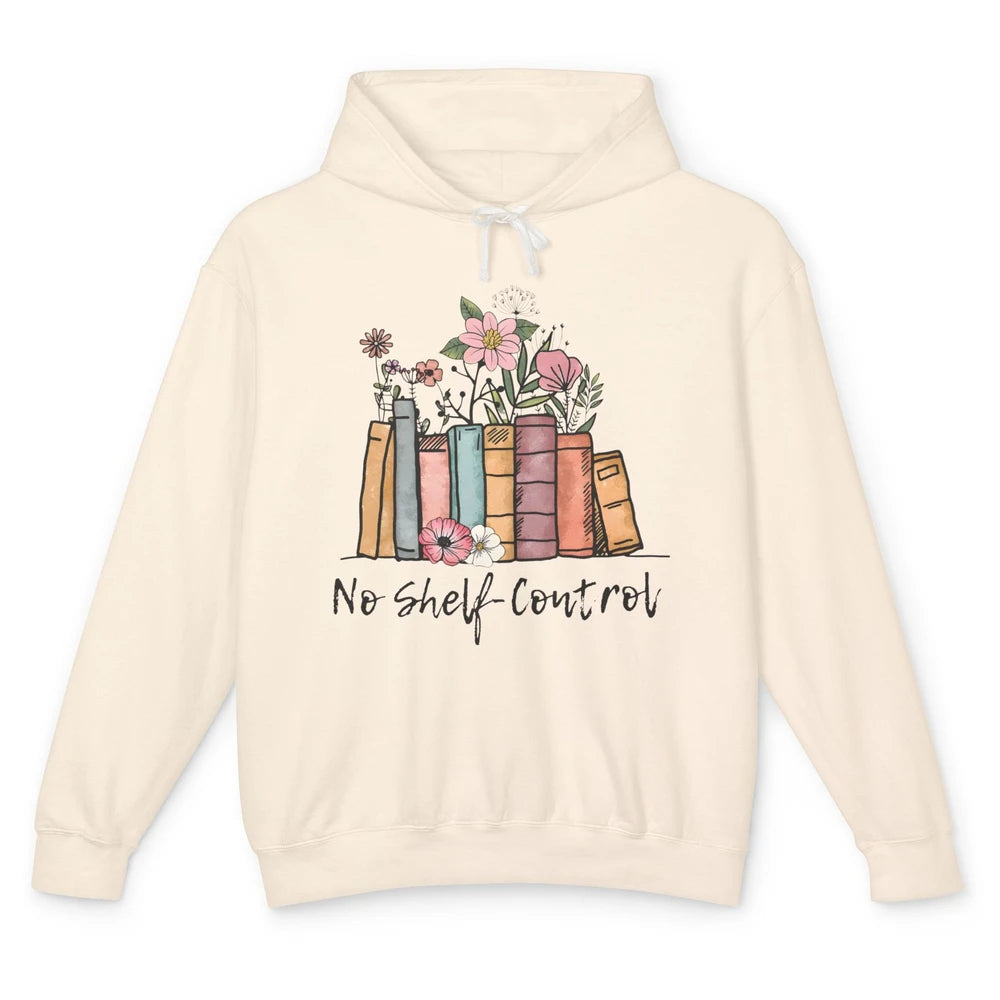Retro Floral Books I Have No Shelf Control Funny Book Lovers Unisex Lightweight Hoodie