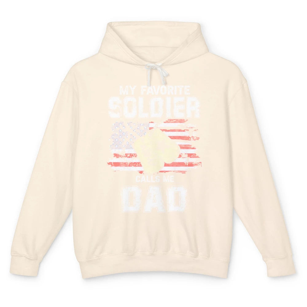 My Favorite Soldier Calls Me Dad US Army Military US Flag Unisex Lightweight Hoodie