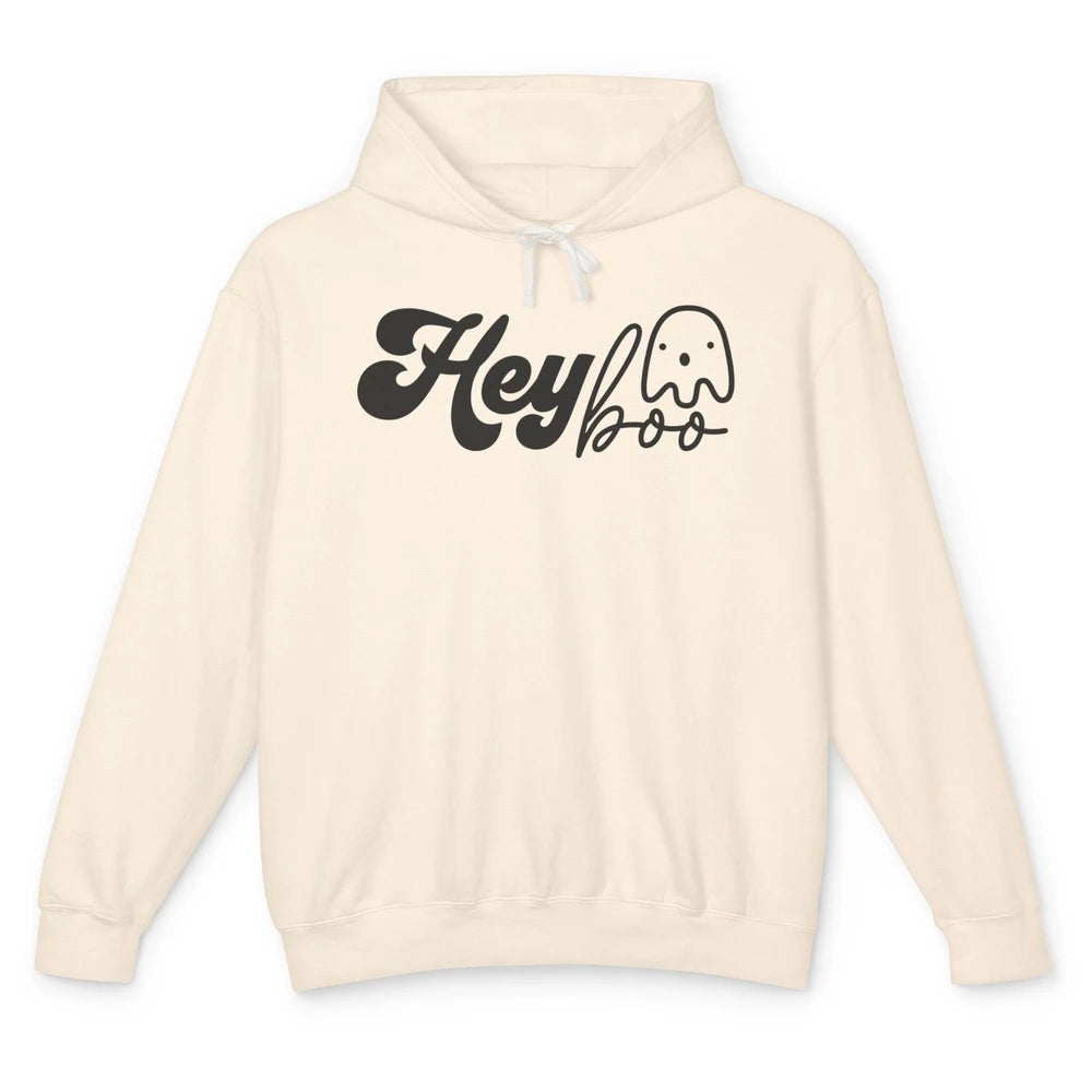 Funny Ghost Hey Boo Pumpkin Halloween Autumn Thanksgiving Unisex Lightweight Hoodie