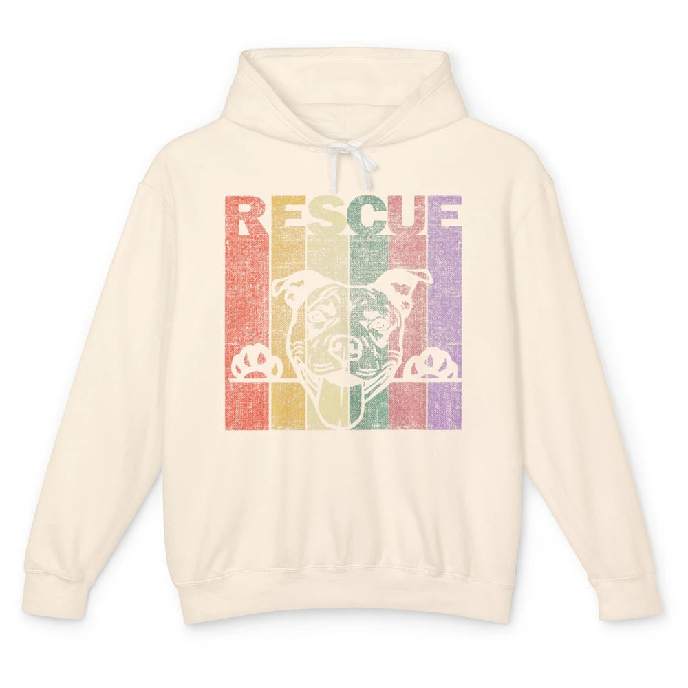 Rescue Dog Pitbull Puppy Adopt Vintage Funny Pet Rescuer Mom Unisex Lightweight Hoodie