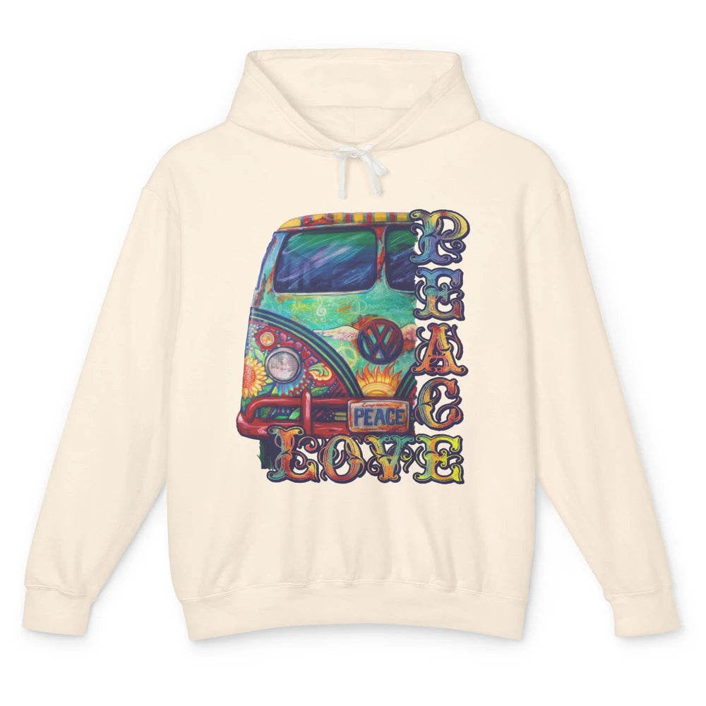 Peace And Love Hippie Van Peacemobile Vintage Gift Camping Unisex Lightweight Hoodie
