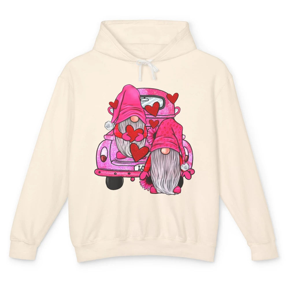 Pink Gnomes Truck Valentines Loads Of Love Western Valentine Unisex Lightweight Hoodie