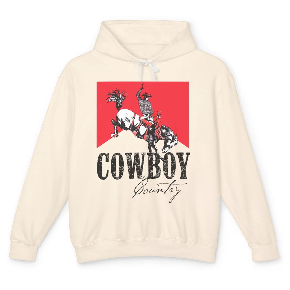 Retro Cowboy Country Horseback Western Country Cowgirl Gift Unisex Lightweight Hoodie