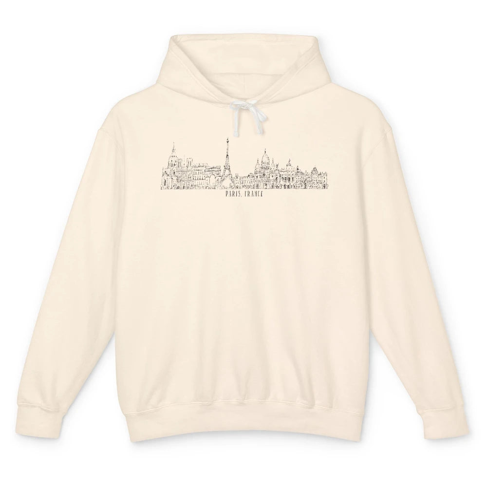 Paris Eiffel Tower Souvenir Travel France Gift Paris Skyline Unisex Lightweight Hoodie