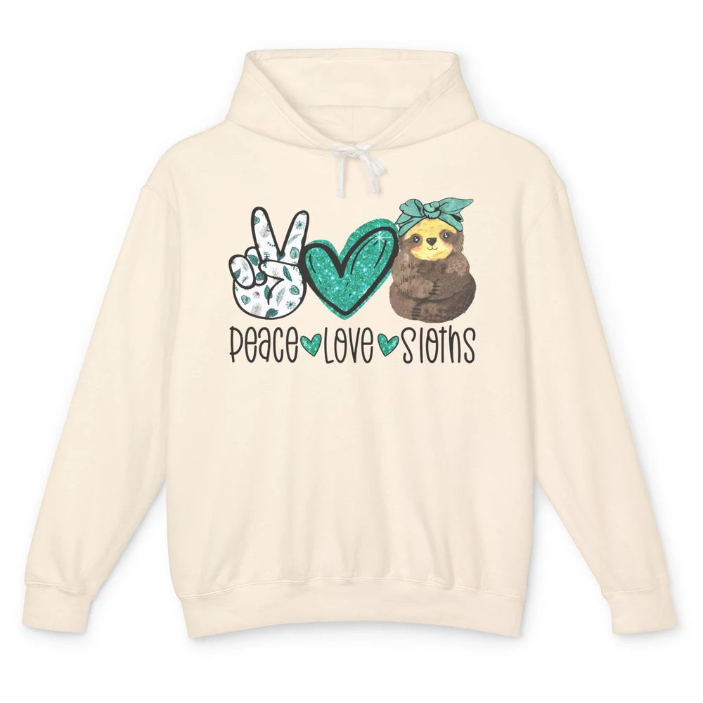Peace Love Sloths Cute Baby Sloth With Bandana Sloth Lovers Unisex Lightweight Hoodie
