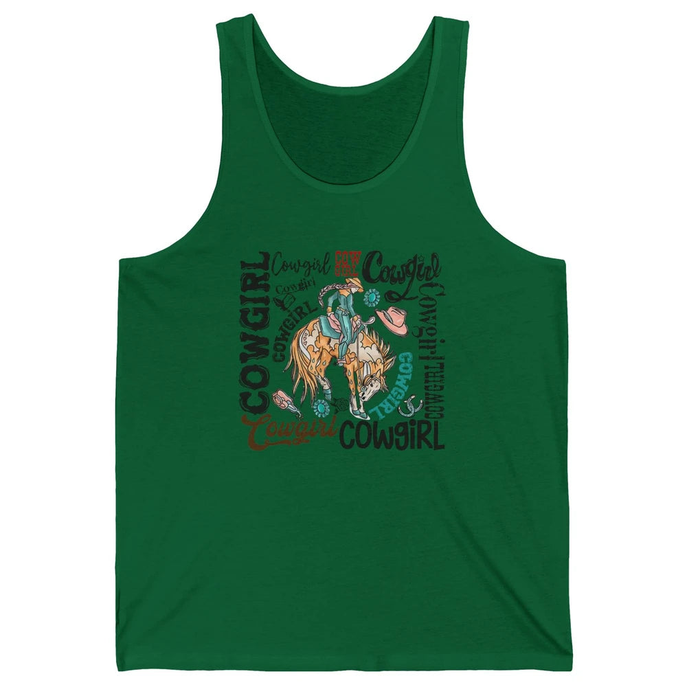 Retro Cowgirl Rodeo Wild Western Country Cowboy Hat Unisex Jersey Tank