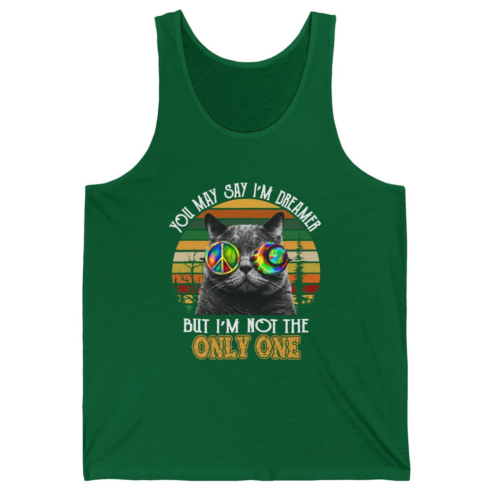 Retro Hippie Cat I'm A Dreamer Peace Lovers Hippie Soul Gift Unisex Jersey Tank