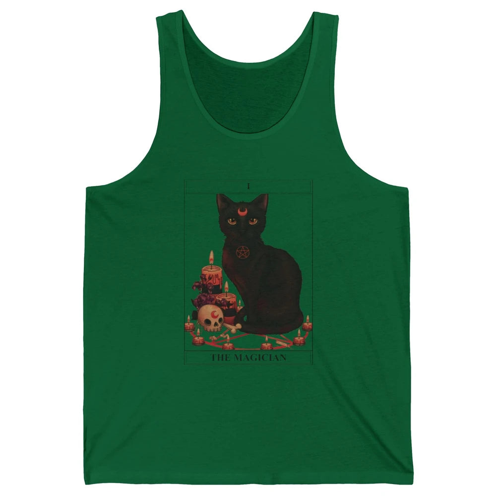 Retro Halloween Gothic Cat The Magician Tarot Witchcraft Unisex Jersey Tank
