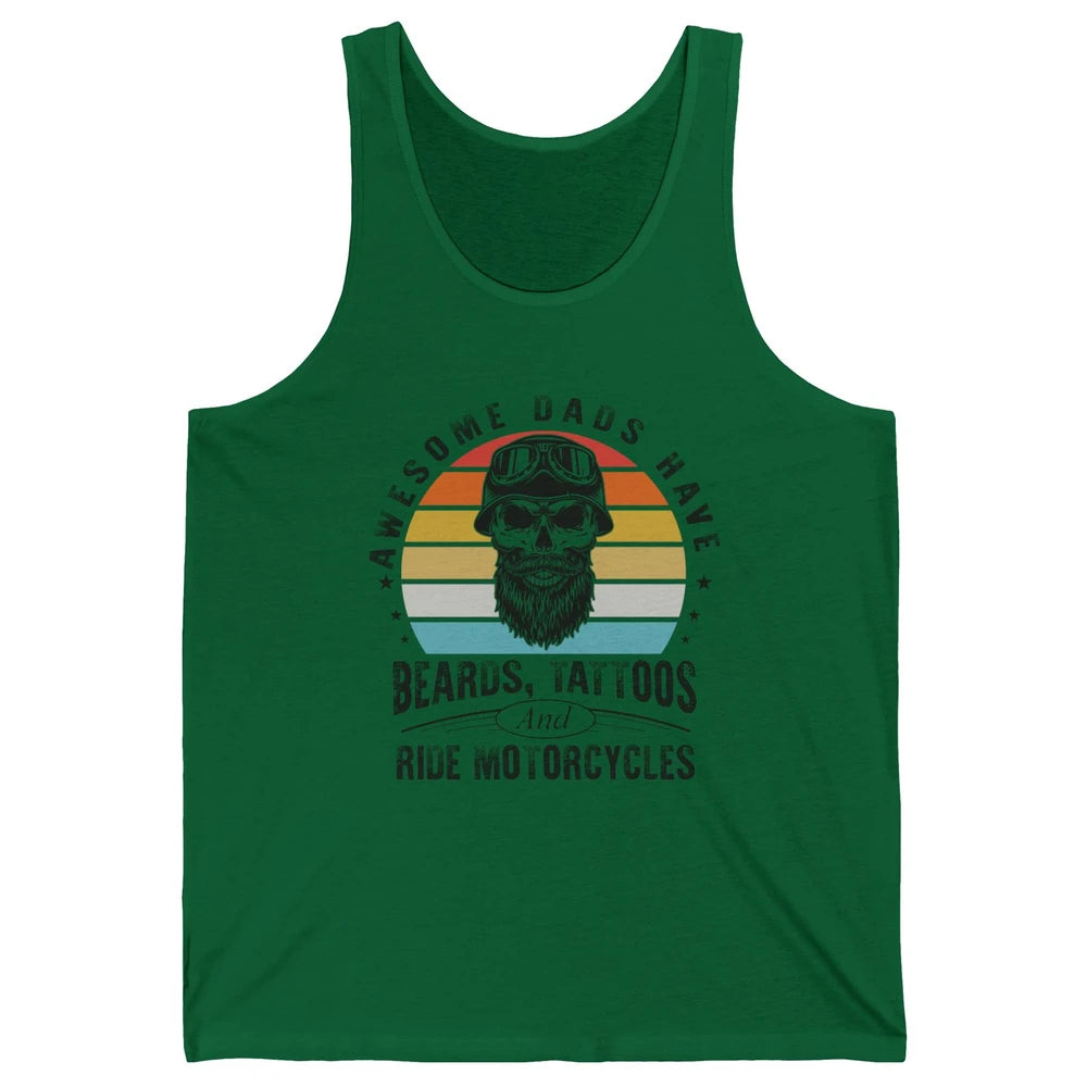 Retro Awesome Dads Have Beards Tattoos And Ride Motorcycles Unisex Jersey Tank