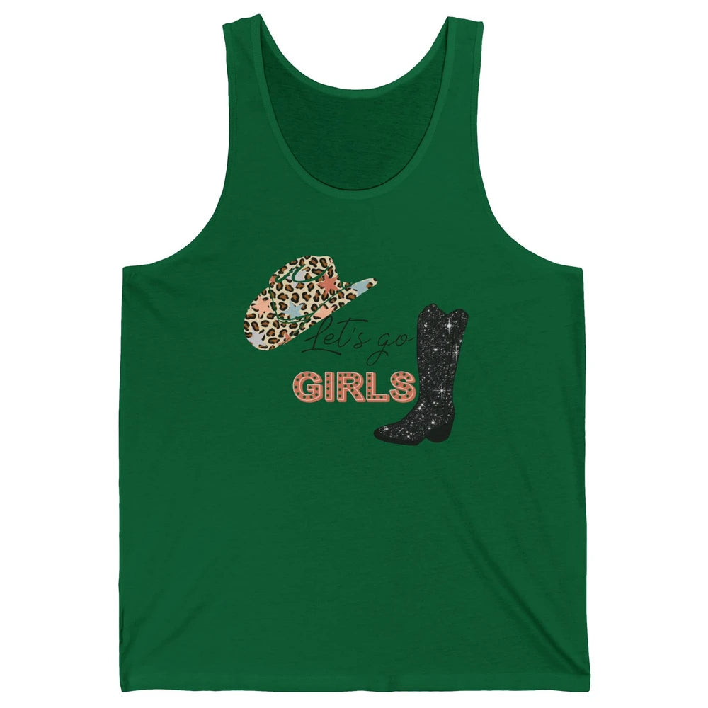 Retro Leopard Cowboy Boots Let's Go Girls Western Cowgirls Unisex Jersey Tank