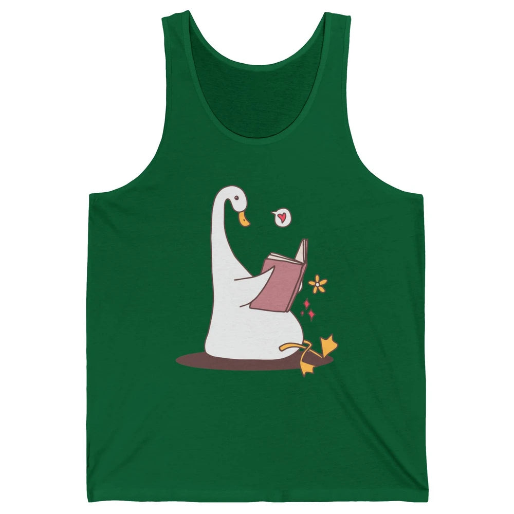 Funny Silly Goose Book Reading Goose Book Lovers Bookish Unisex Jersey Tank