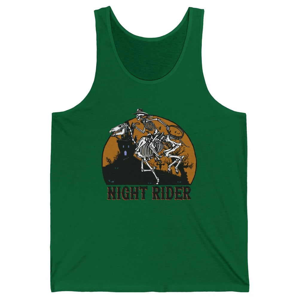 Cowboy Skeleton Bucking Horse Night Rider Western Halloween Unisex Jersey Tank